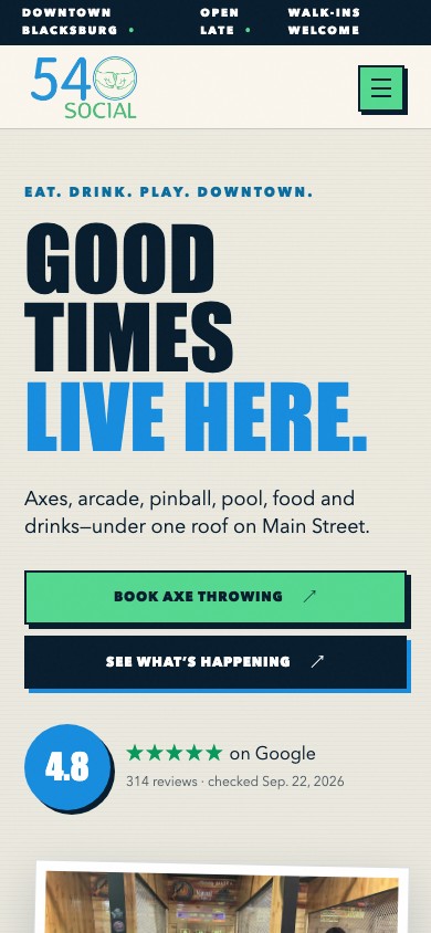 540 Social website mobile screenshot