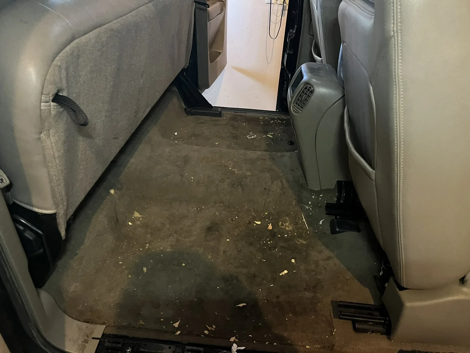 Rear cabin carpet before detailing